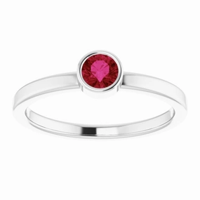 Platinum 4 mm Lab-Grown Ruby Ring All Day