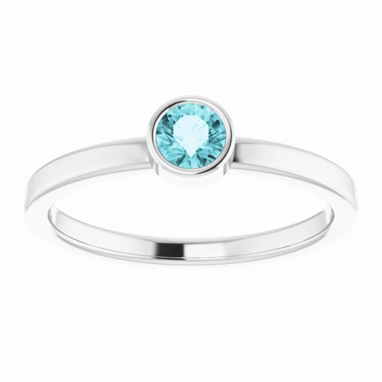 Engagement Party Economical Craft Platinum 4 mm Natural Blue Zircon Ring