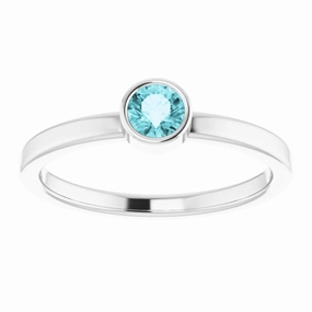 Engagement Party Economical Craft Platinum 4 mm Natural Blue Zircon Ring