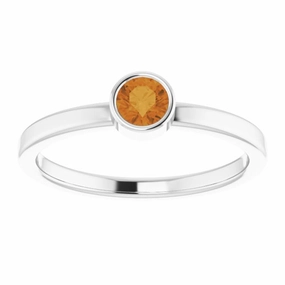 Nature Inspired HighEnd Item Platinum 4 mm Natural Citrine Ring