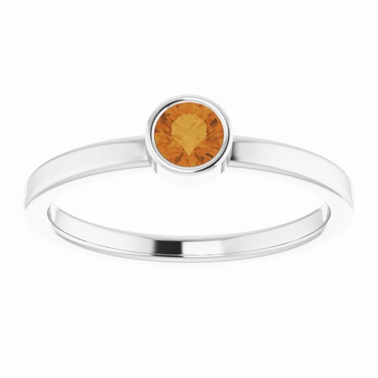 Nature Inspired HighEnd Item Platinum 4 mm Natural Citrine Ring