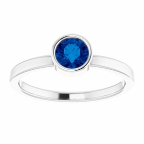 Platinum 5 mm Lab-Grown Blue Sapphire Ring Casual Flow Eternal Piece