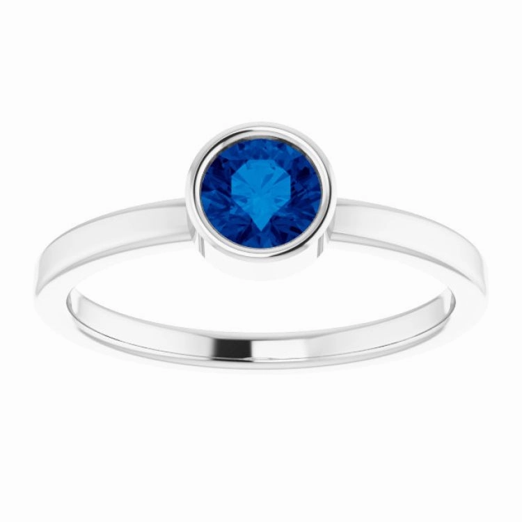 Platinum 5 mm Lab-Grown Blue Sapphire Ring Casual Flow Eternal Piece