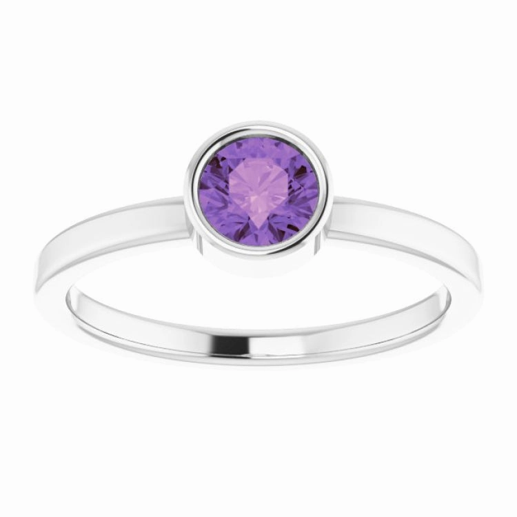 Contemporary Bauble Platinum 5 mm Natural Amethyst Ring