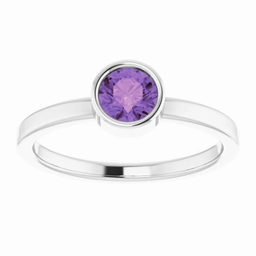 Contemporary Bauble Platinum 5 mm Natural Amethyst Ring