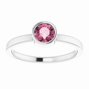 Platinum 5 mm Natural Pink Tourmaline Ring Elegant Geometry