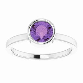 Party time Platinum 6 mm Natural Amethyst Ring