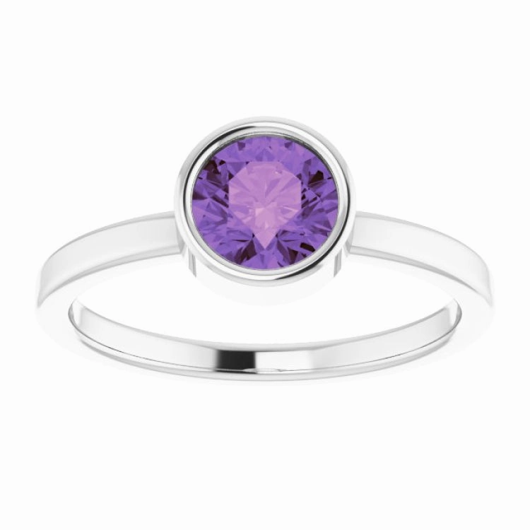 Party time Platinum 6 mm Natural Amethyst Ring