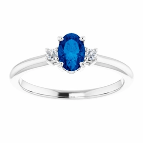 Platinum Lab-Grown Blue Sapphire & .04 CTW Natural Diamond Ring Personal Appearance