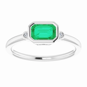 Platinum Lab-Grown Emerald & .02 CTW Natural Diamond Ring Fashion Revolution Gift Ready Style