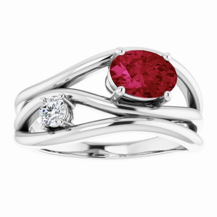 Platinum Lab-Grown Ruby & 1/10 CTW Natural Diamond Ring Versatile Accessory