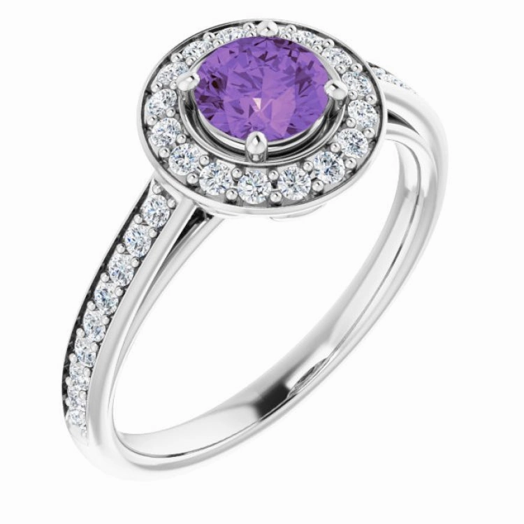 Platinum Natural Amethyst & 1/3 CTW Natural Diamond Ring Traditional Use Cherished Moment