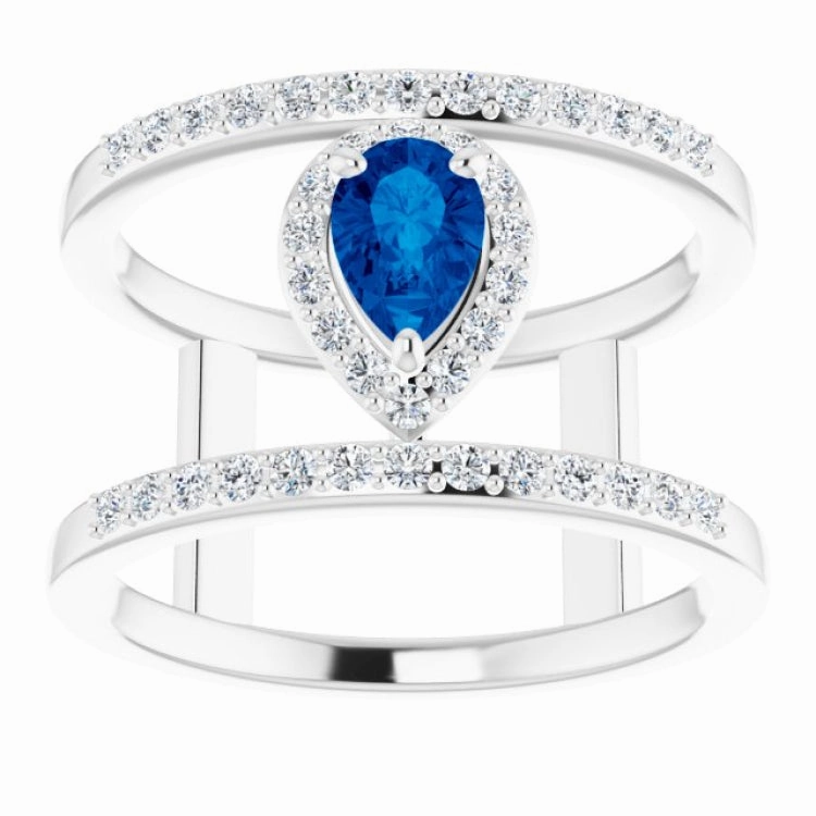 Elegant Touch Office Accessory Platinum Natural Blue Sapphire & 1/3 CTW Natural Diamond Ring