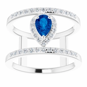 Elegant Touch Office Accessory Platinum Natural Blue Sapphire & 1/3 CTW Natural Diamond Ring