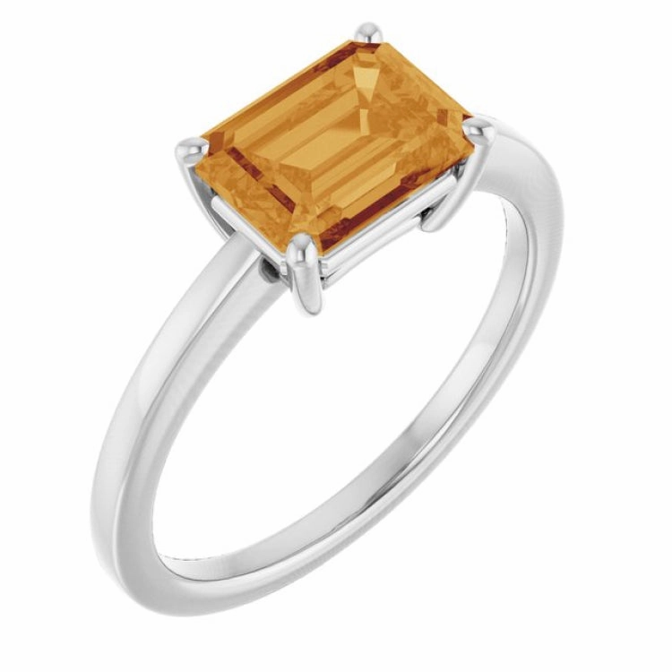 Platinum Natural Citrine Ring Hypoallergenic Art Favorite Accessory