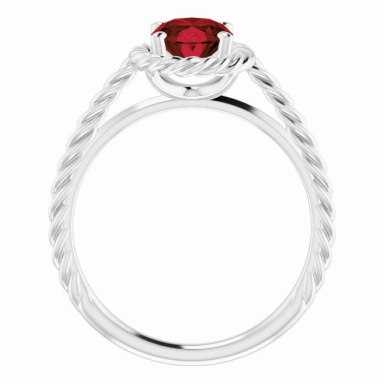 Stylish Memento Platinum Natural Mozambique Garnet Rope Ring