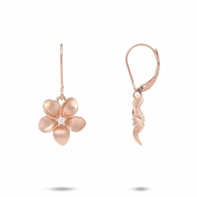 Luxe Design Plumeria Earrings in Rose Gold with Diamonds - 13mm