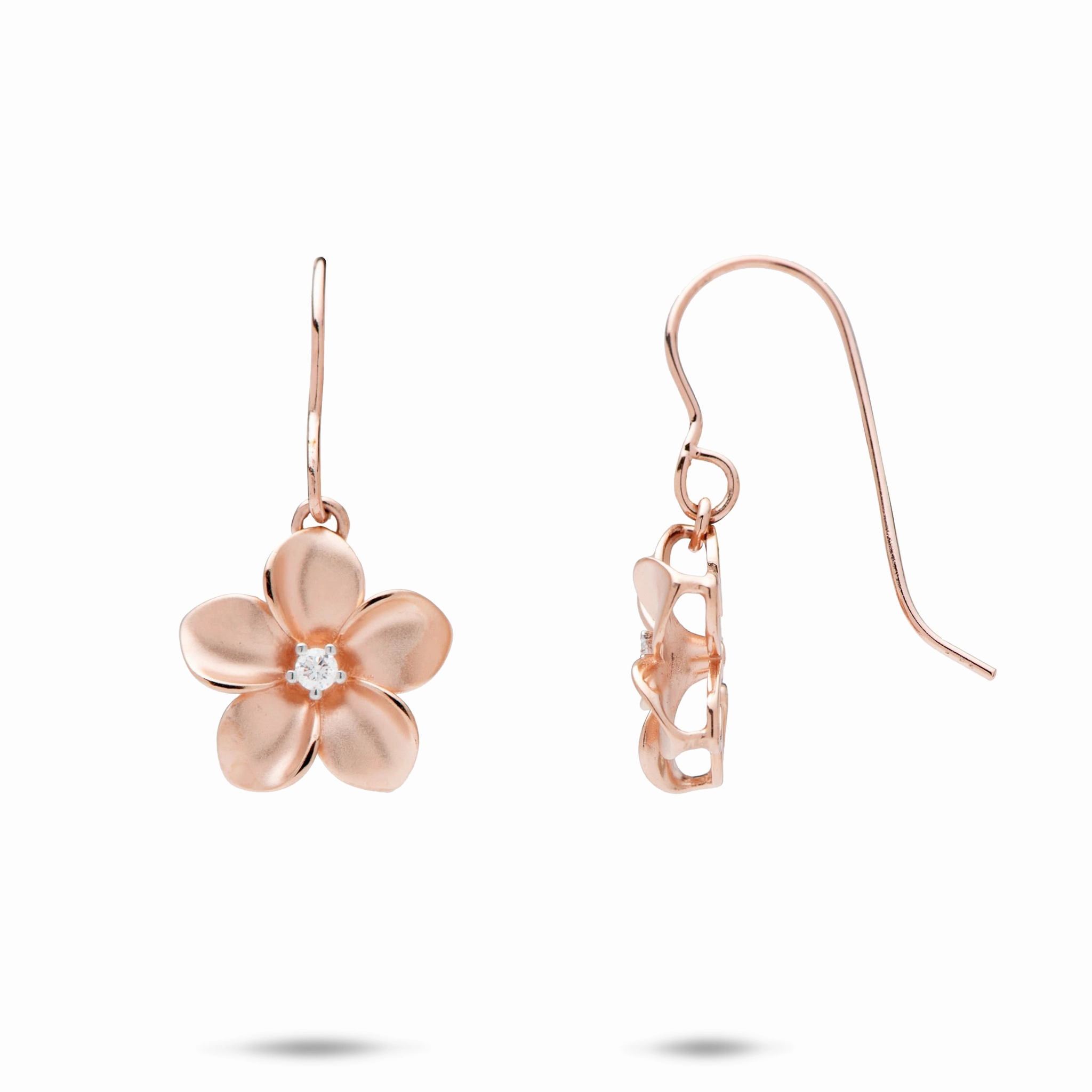 Precious Glow Fine finishing Plumeria Earrings in Rose Gold with Diamonds - 13mm