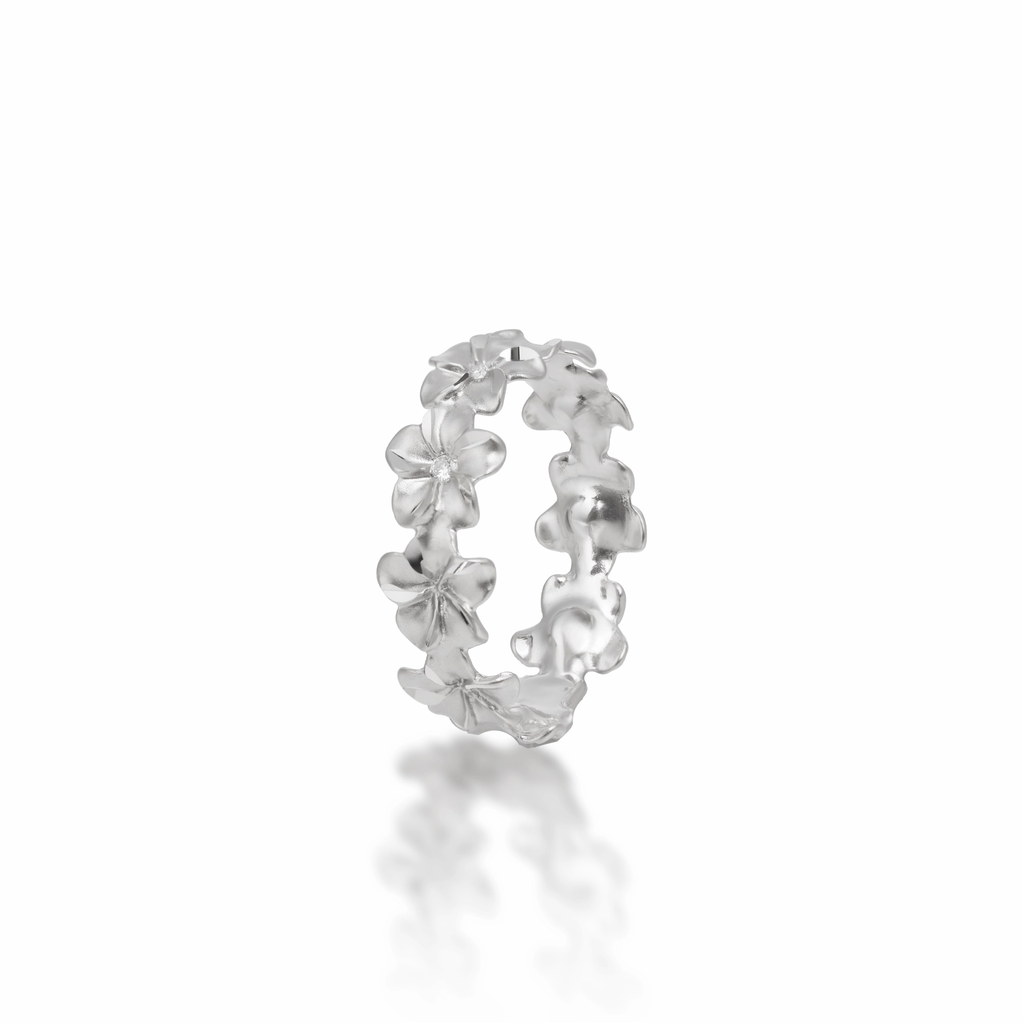 Plumeria Eternity Ring in White Gold with Diamonds - 6mm Fashion Daily