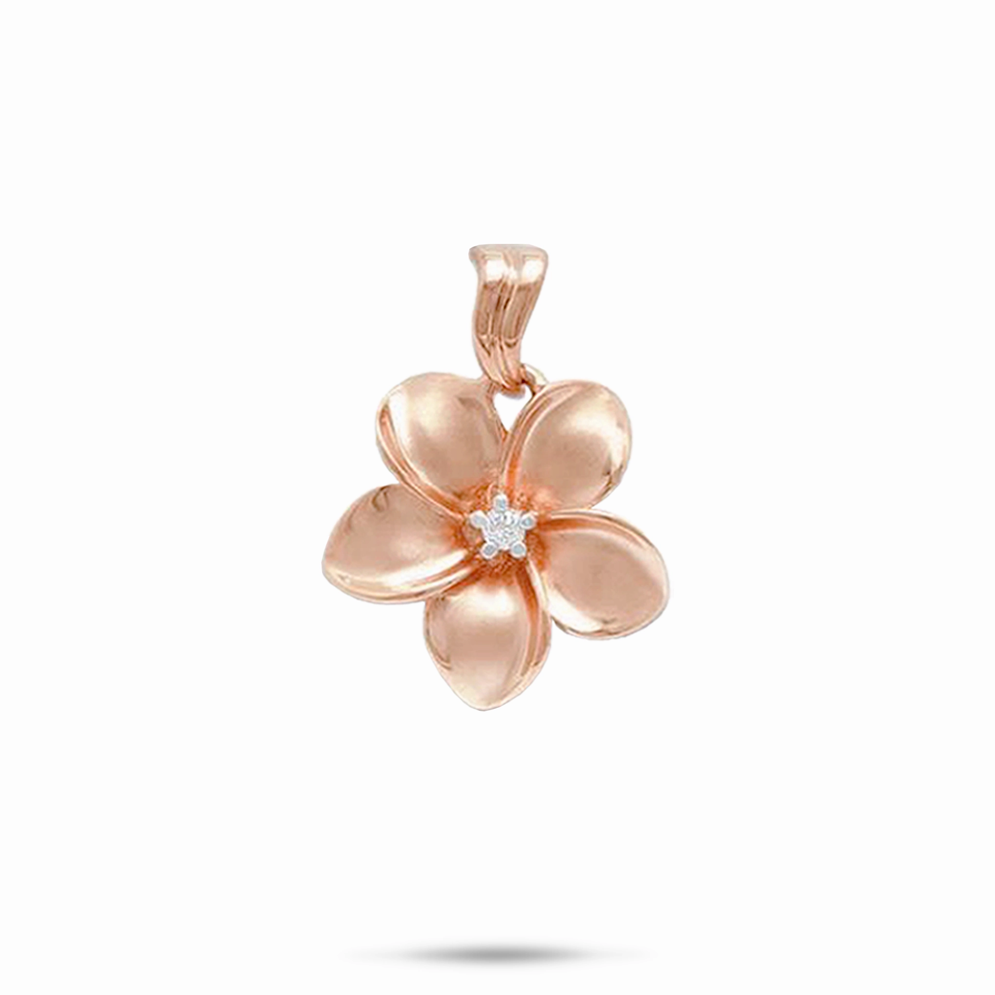 Plumeria Pendant in Rose Gold with Diamond - 18mm Fashion Mood