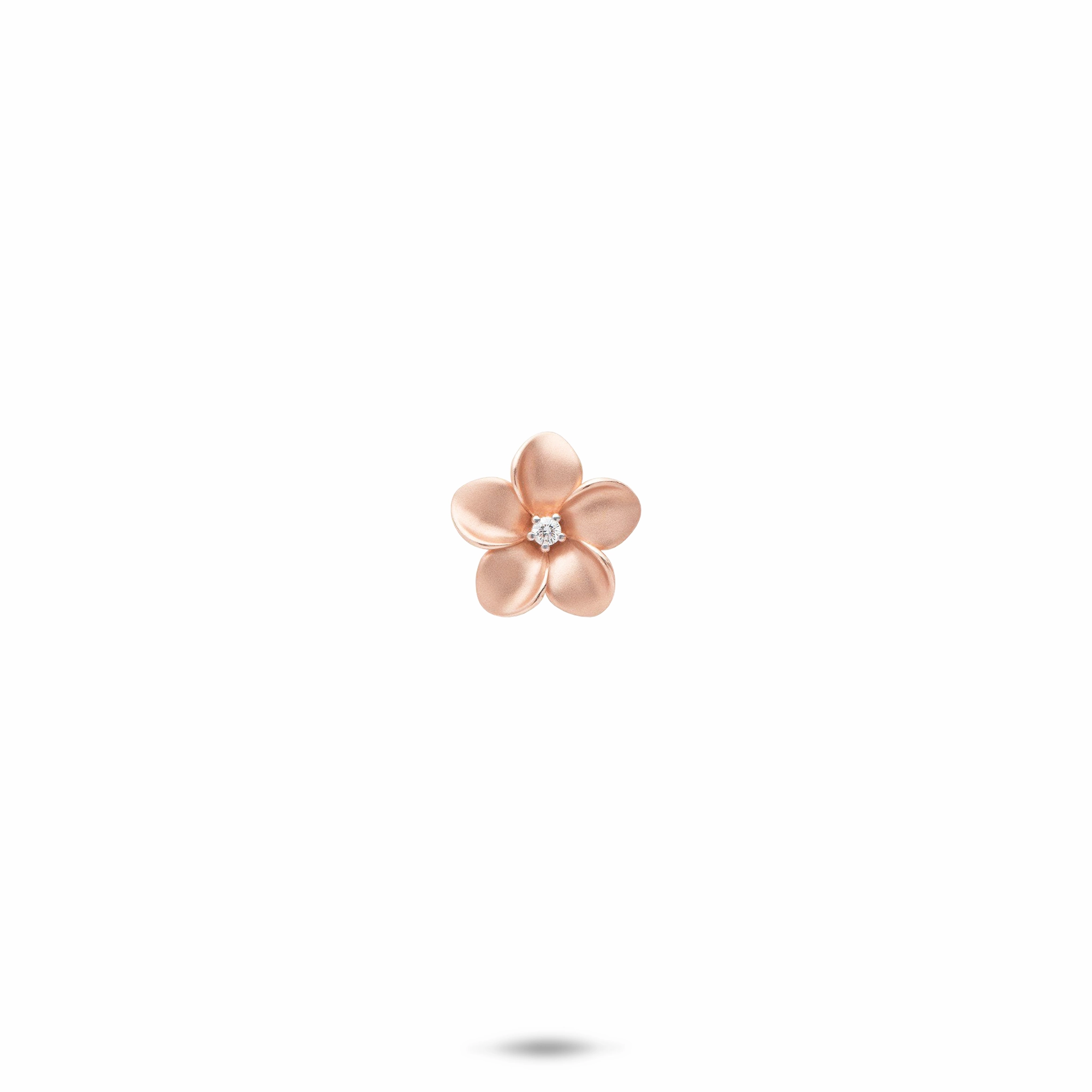 Plumeria Pendant in Rose Gold with Diamond - 9mm Everyday Appeal Minimalist Charm