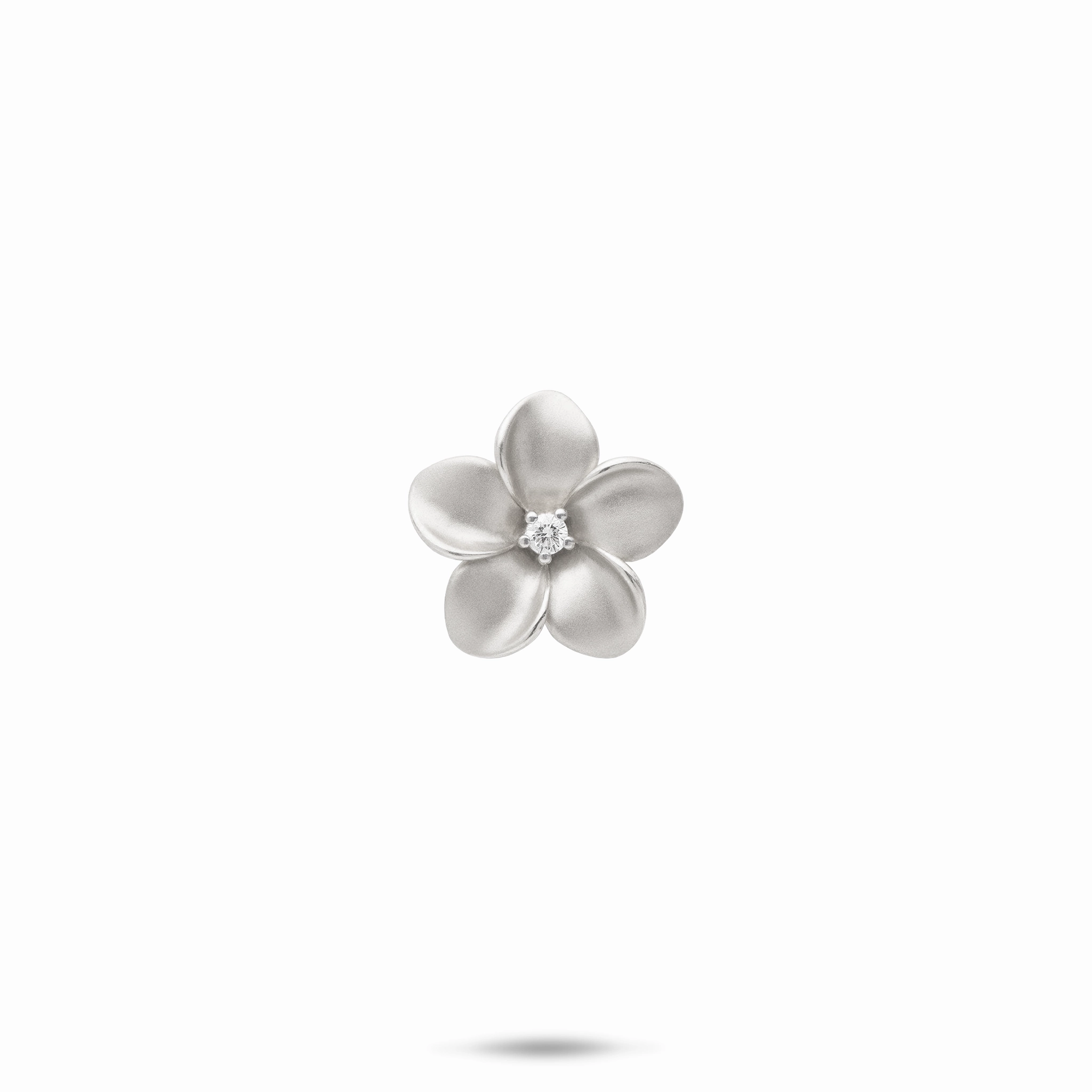Distinctive Touch Plumeria Pendant in White Gold with Diamond - 13mm