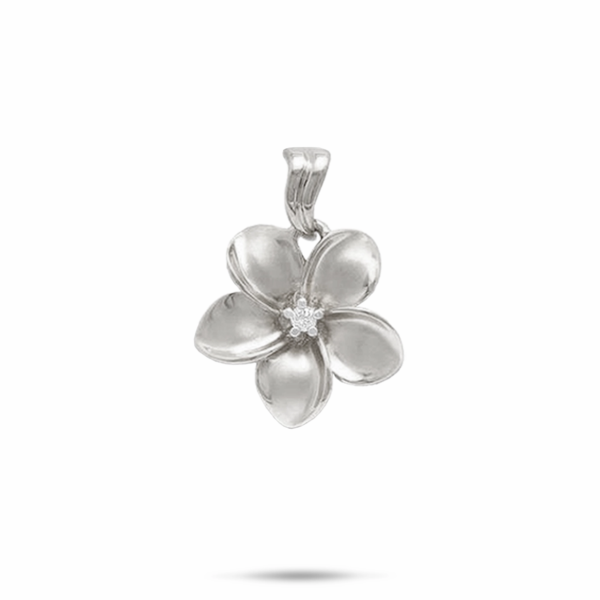 Plumeria Pendant in White Gold with Diamond - 18mm Instant Edge