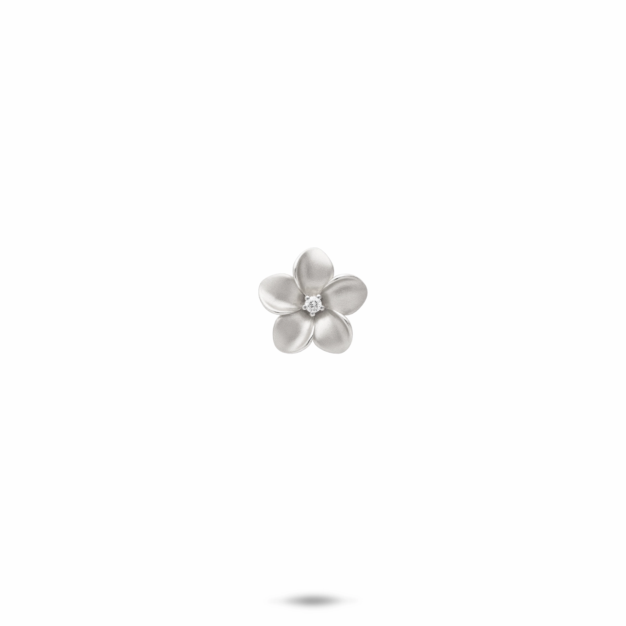 Classic Shine Plumeria Pendant in White Gold with Diamond - 9mm