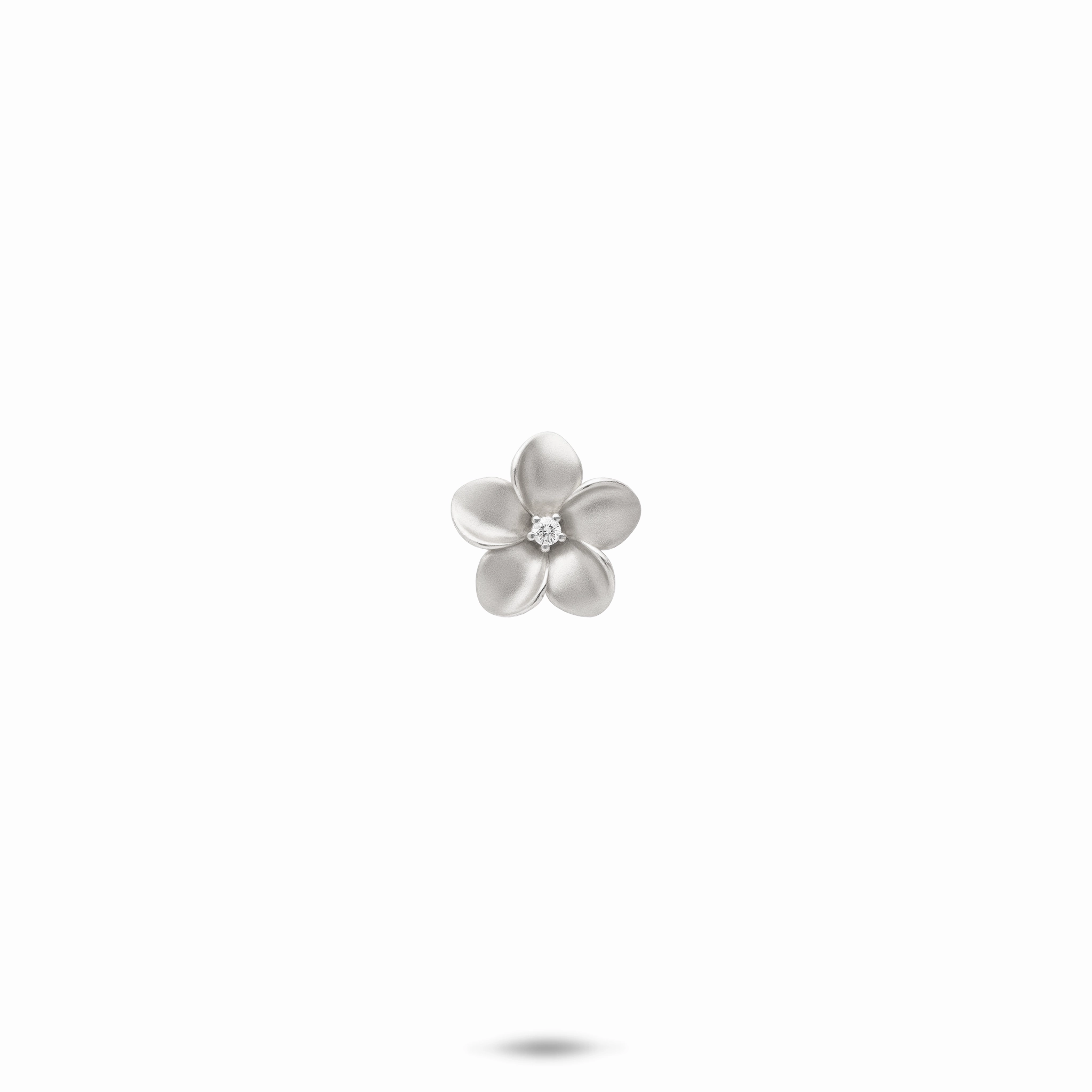 Plumeria Pendant in White Gold with Diamond - 9mm Modern Glam