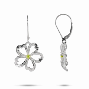 Plumeria Peridot Earrings in Sterling Silver - 18mm Allure Detail Fresh Touch