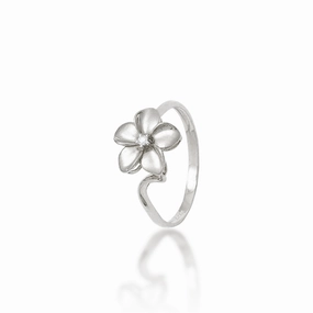 Plumeria Ring in White Gold with Diamond - 11mm Special Touch