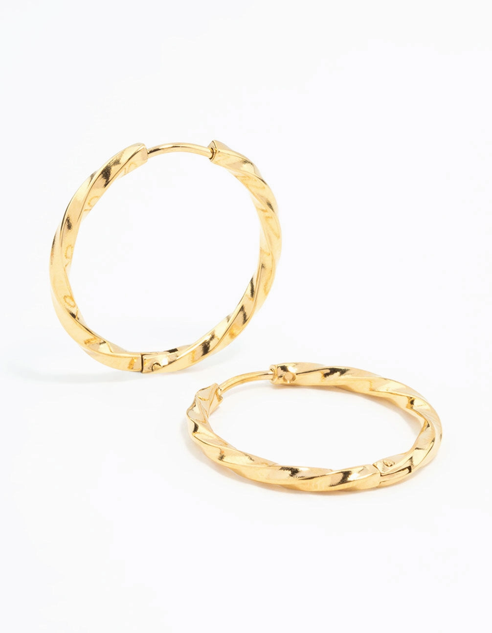 Camera Ready Waterproof Gold Plated Stainless Steel Twisted Hoop Earrings