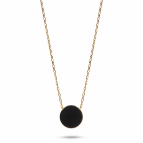 Alluring Shine Refined Elegance 16-18" Adjustable Eclipse Flipside Black Coral & Mother of Pearl Necklace in Gold - 9mm