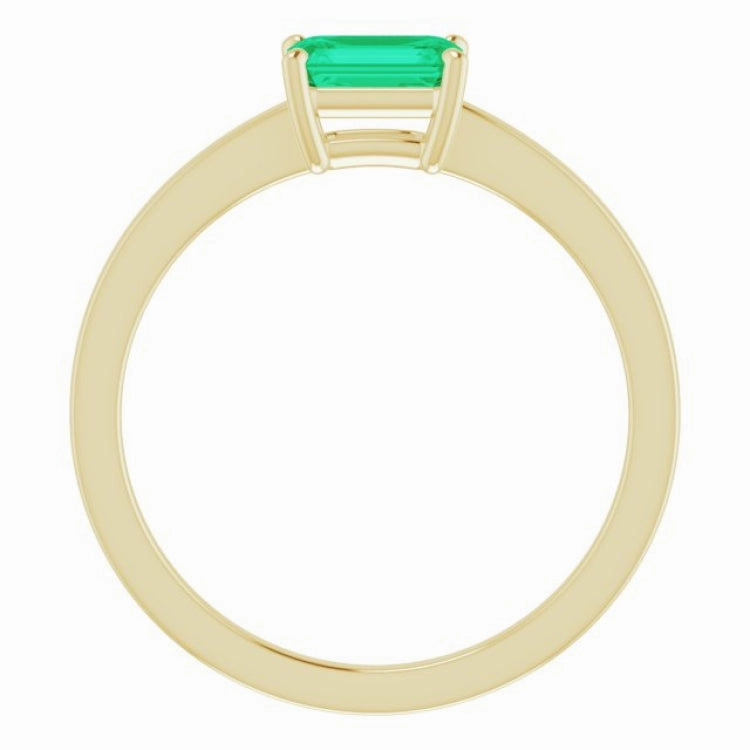 14K Yellow Lab-Grown Emerald Ring Vintage Statement HighEnd Sign