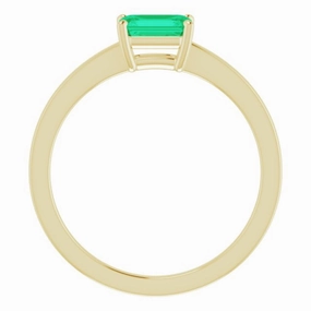 14K Yellow Lab-Grown Emerald Ring Vintage Statement HighEnd Sign