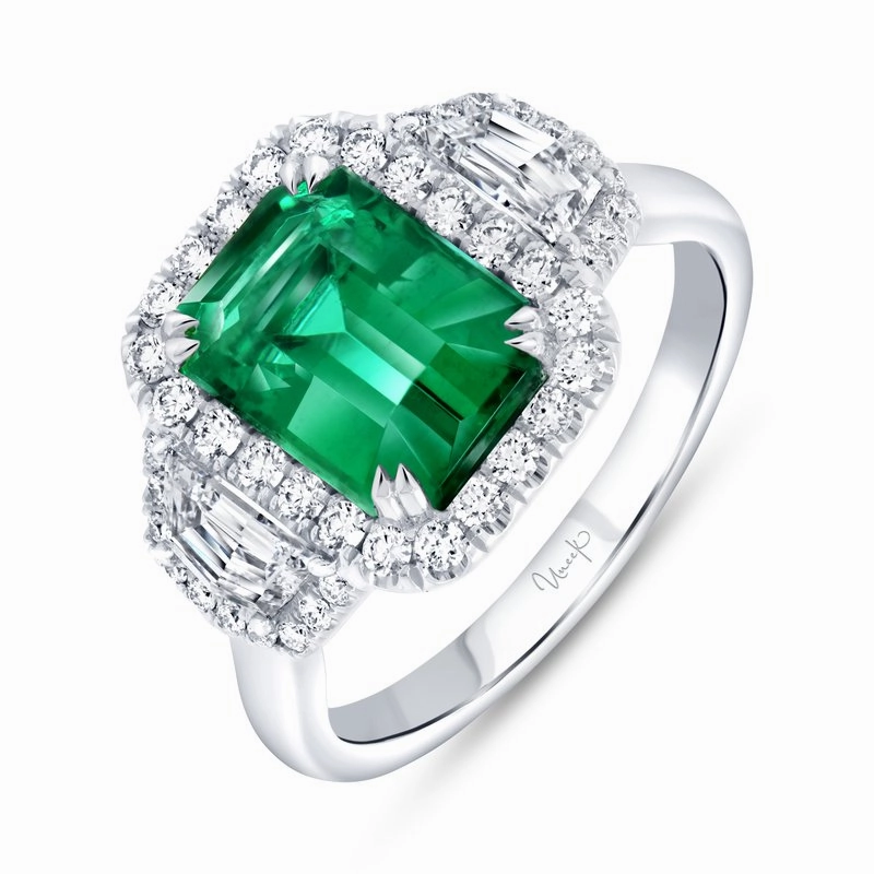 Classic Duo Trend Focus Precious Collection Emerald Diamond Ring
