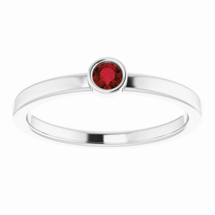 14K White 3 mm Natural Mozambique Garnet Ring Daily Fashion