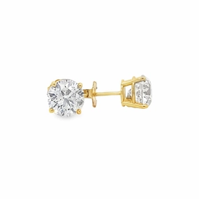 14K Yellow Gold Diamond Solitaire Stud Earrings - 3.11 Carat Distinctive Finish