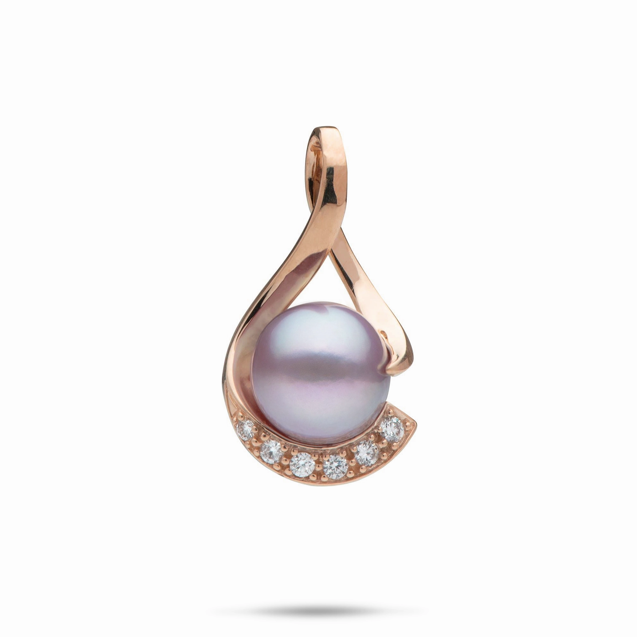 Minimal Style Premium Quality Lavender Freshwater Pearl Pendant in Rose Gold with Diamonds - 12-13mm