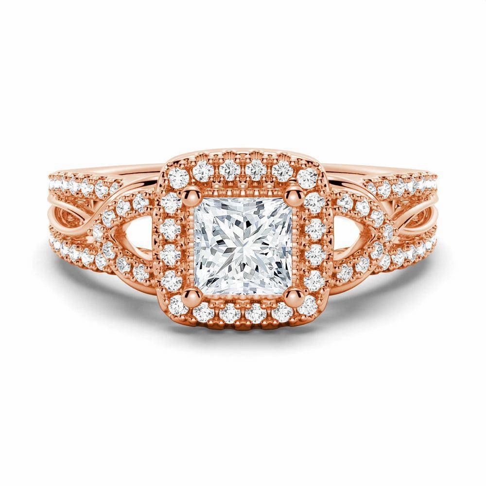 Precious Glow Travel Mood Princess Cut Moissanite Vintage Engagement Ring With Infinite Band