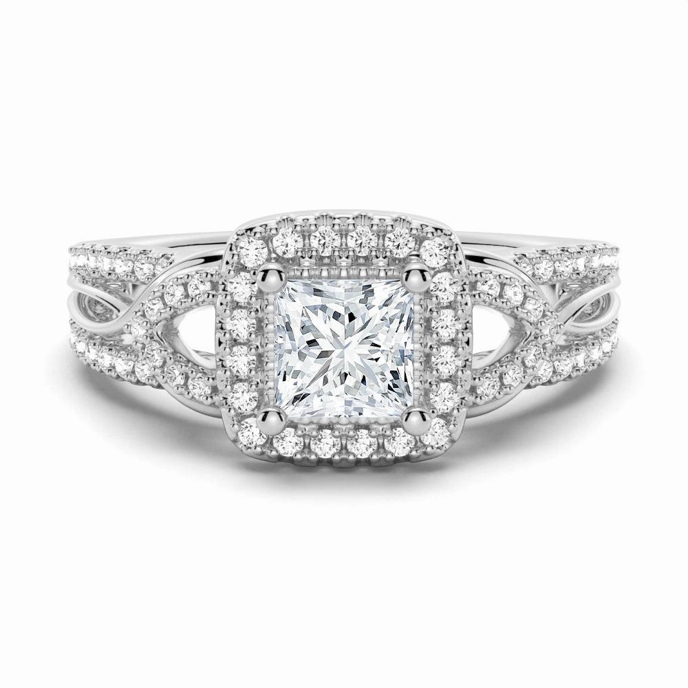 Youth Set Princess Cut Moissanite Vintage Engagement Ring With Infinite Band