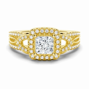 Princess Cut Moissanite Vintage Engagement Ring With Infinite Band Glow Accent