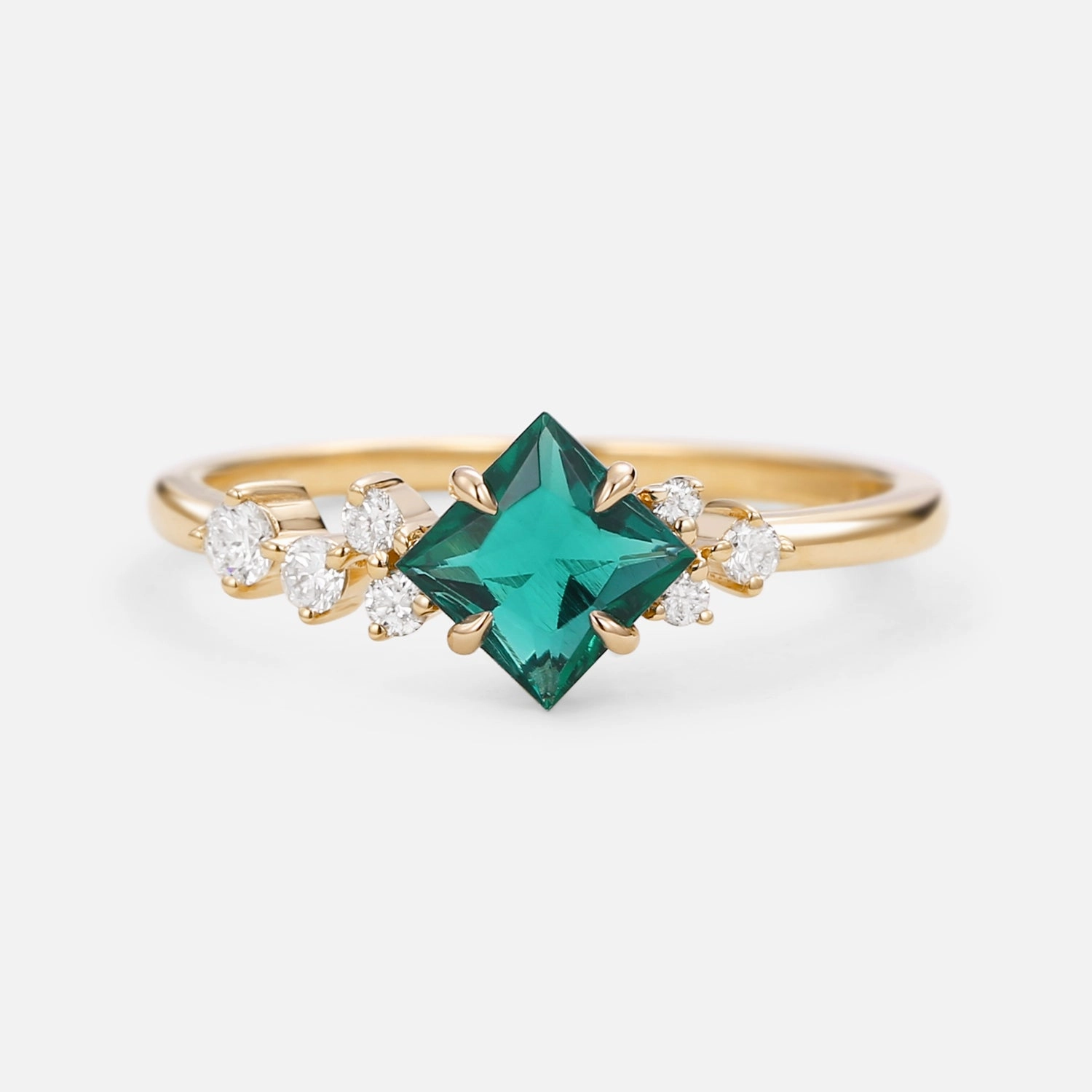 Princess Cut Moss Agate & Moissanite Rose Gold Ring generic product