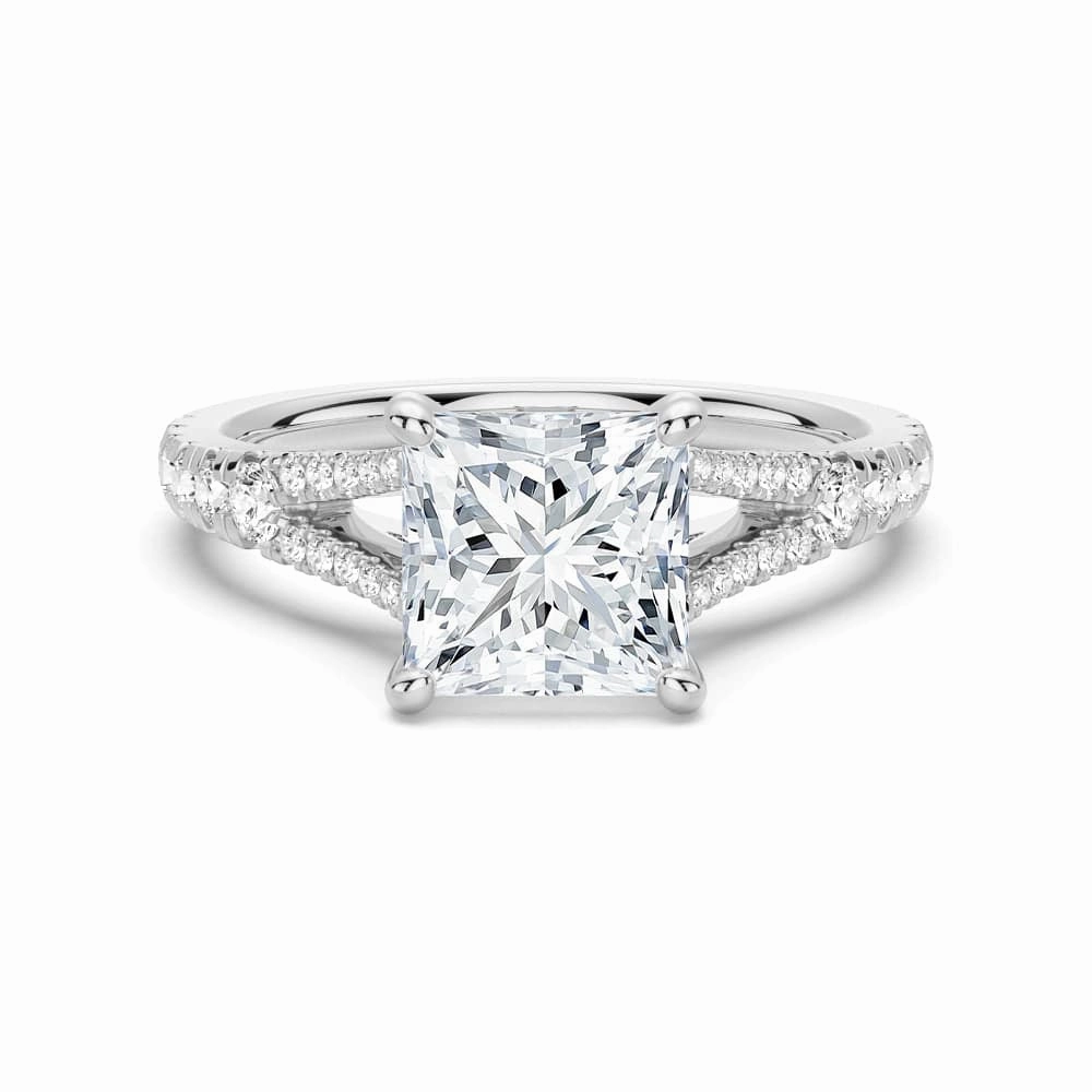 daily pick Princess Cut Split Shank Moissanite Engagement Ring