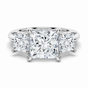 Quick Fit Princess Cut Three Stone Moissanite Engagement Ring