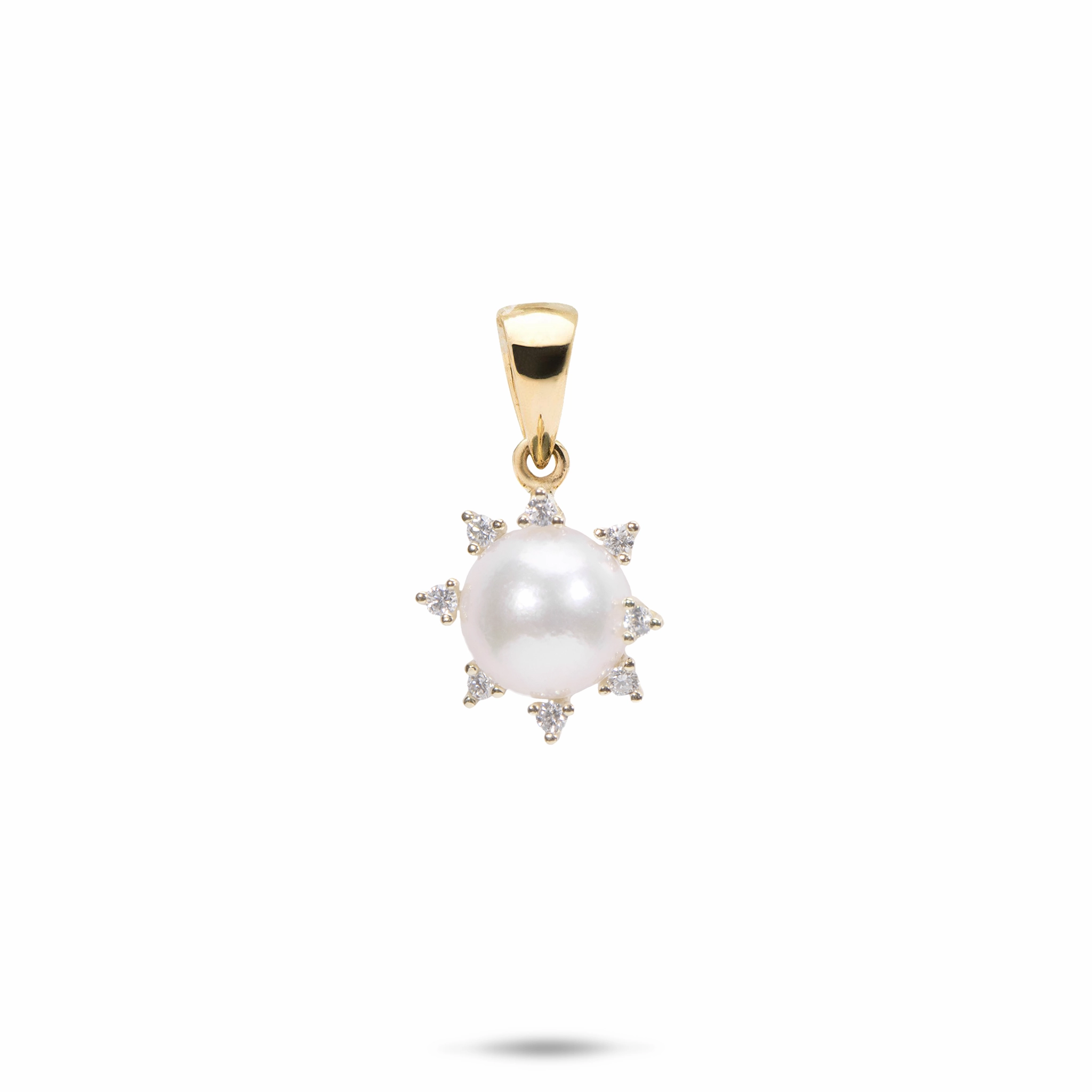 Protea Akoya White Pearl Pendant in Gold with Diamonds - 8mm Wedding Gift Trend Focus