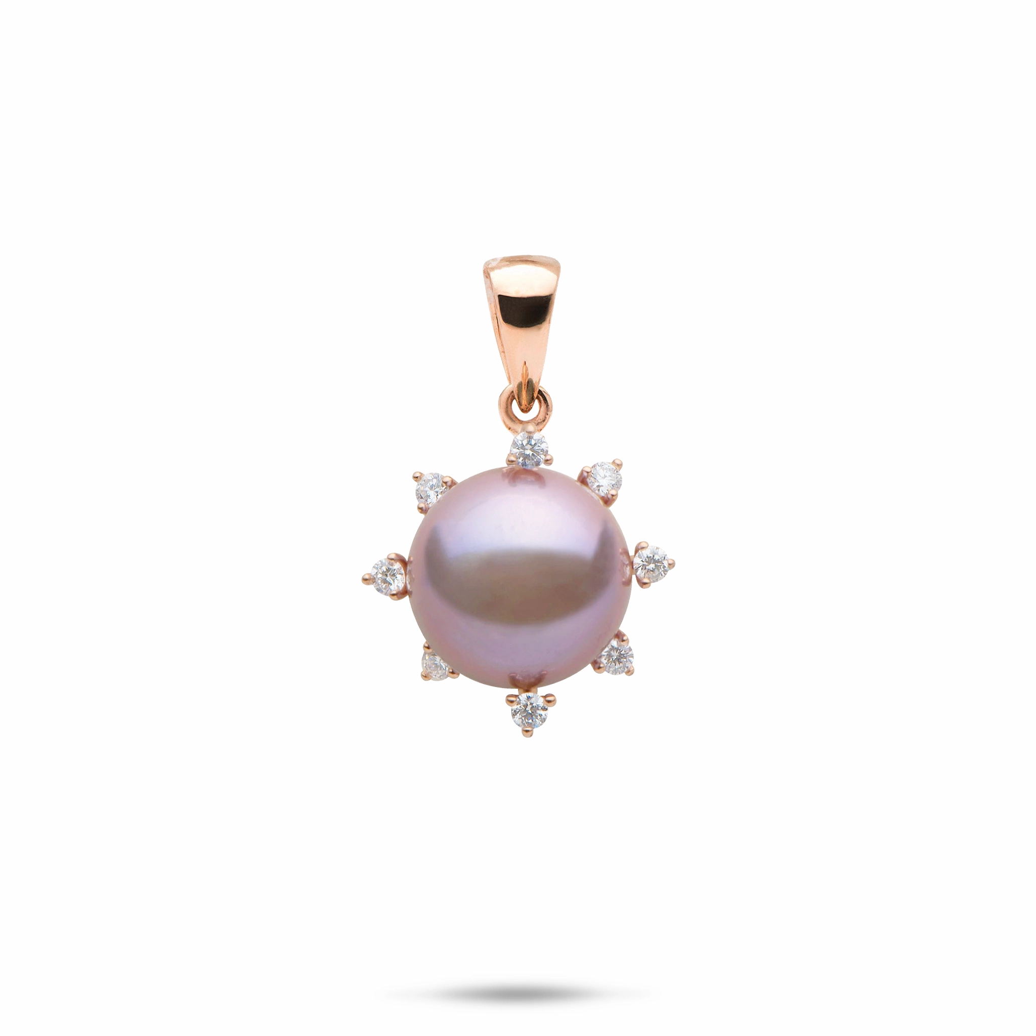 Natural Elements Protea Lilac Freshwater Pearl Pendant in Rose Gold with Diamonds - 11-12mm
