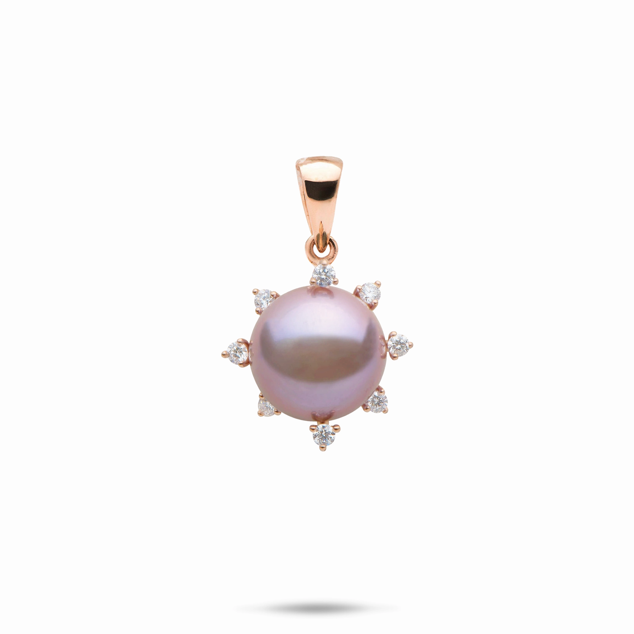 Protea Lilac Freshwater Pearl Pendant in Rose Gold with Diamonds - 11-12mm Luxury Ready Unique Accessory