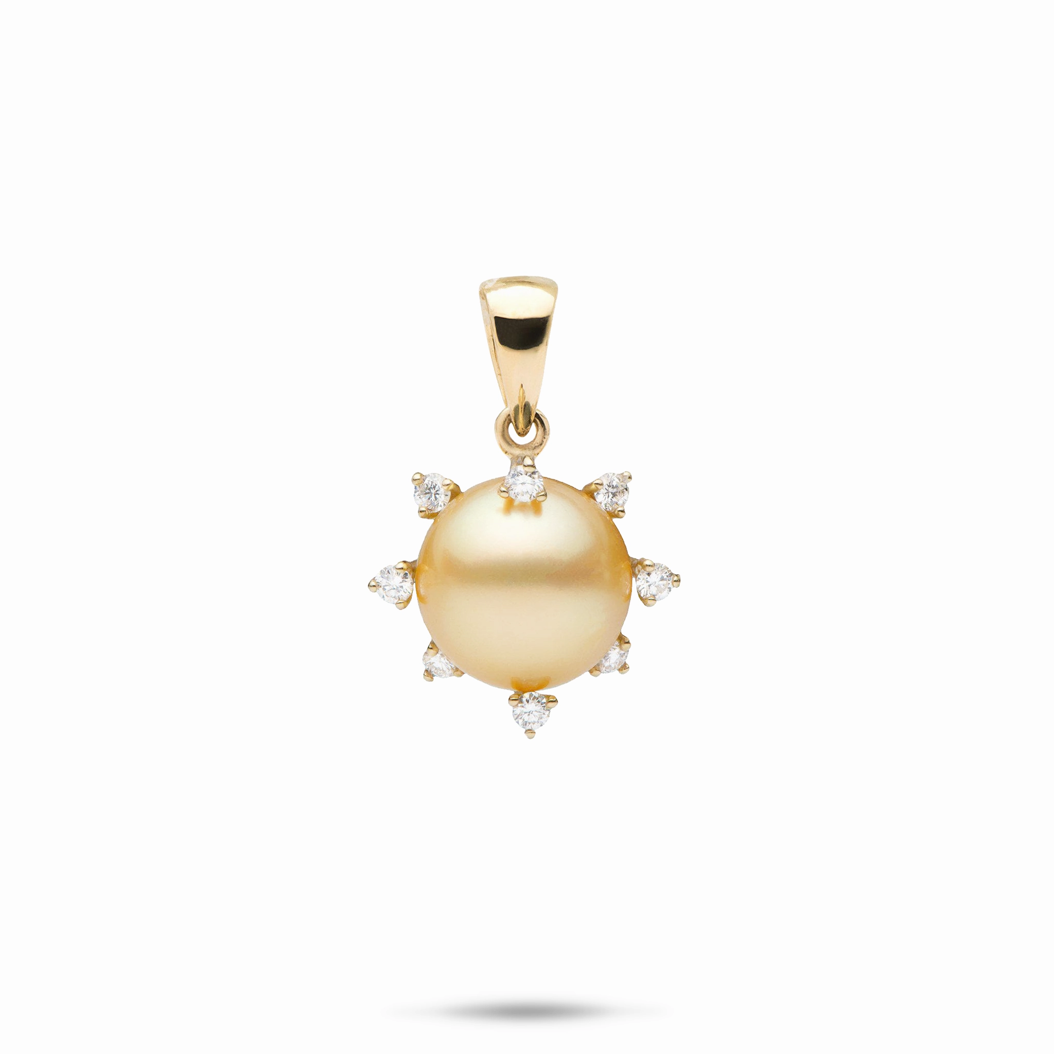 Protea South Sea Gold Pearl Pendant in Gold with Diamonds - 10-11mm Cool Layer