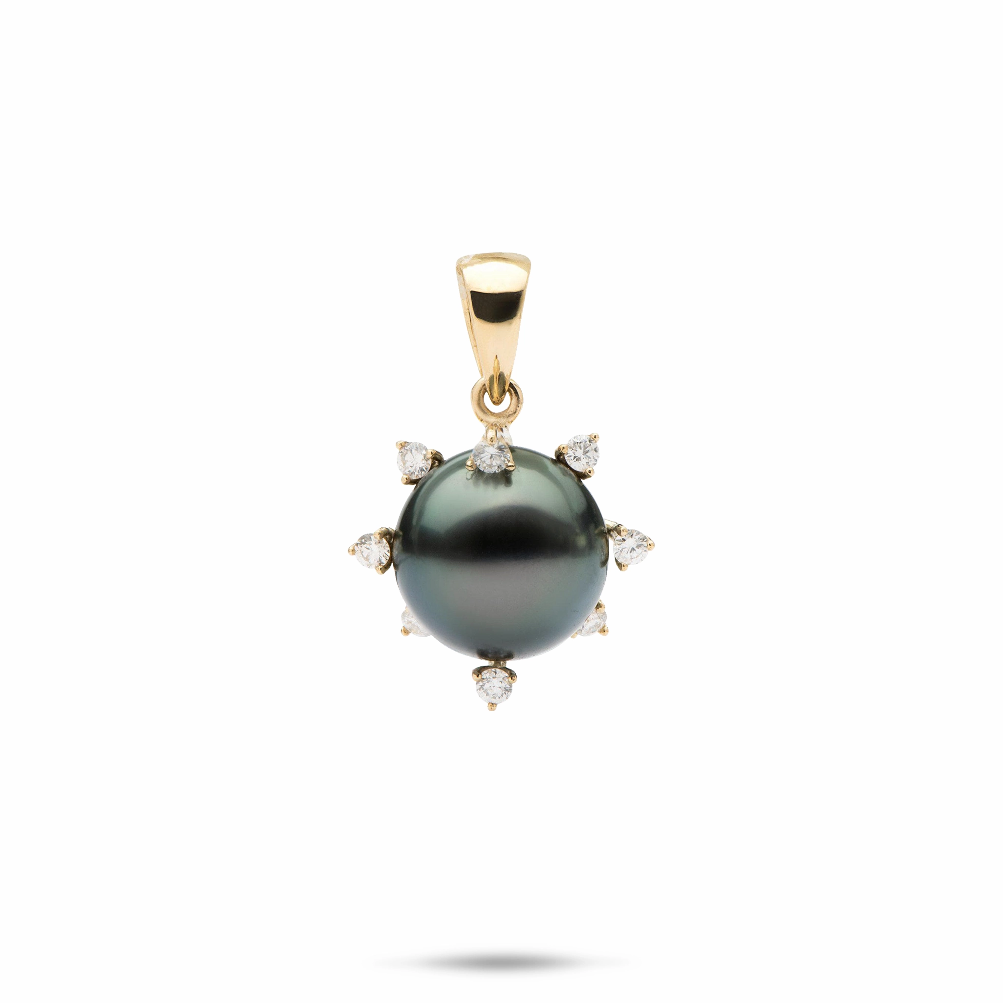 Protea Tahitian Black Pearl Pendant in Gold - 11-12mm Statement Form Sweet Detail
